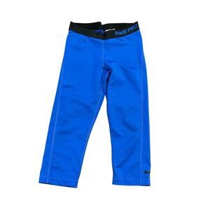 Nike bright blue capris w black band at waist sz M gently used Activewear